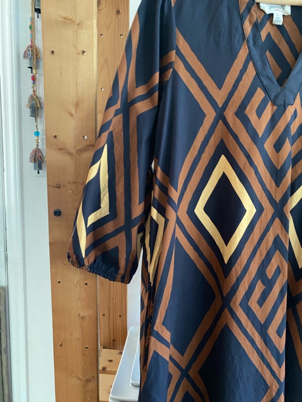 Anthropologie Porridge Brown Black Print Mireil Midi Dress Small - Picture 9 of 16